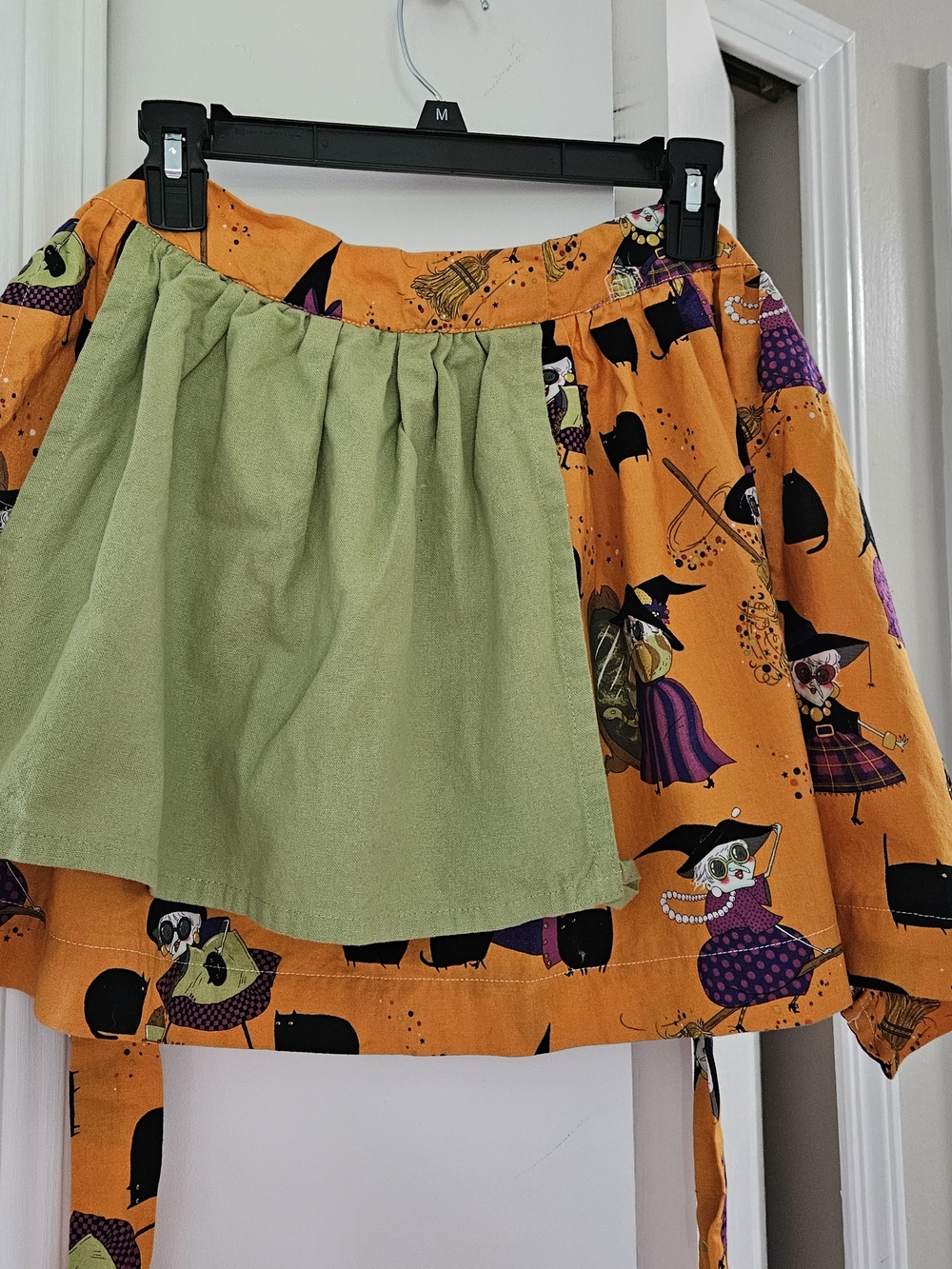 Kitchen Witch Half Aprol in Orange and Green - New Handmade